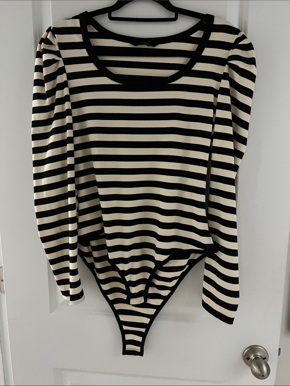 DOKOTOO Black and Cream Striped Long Sleeve Bodysuit